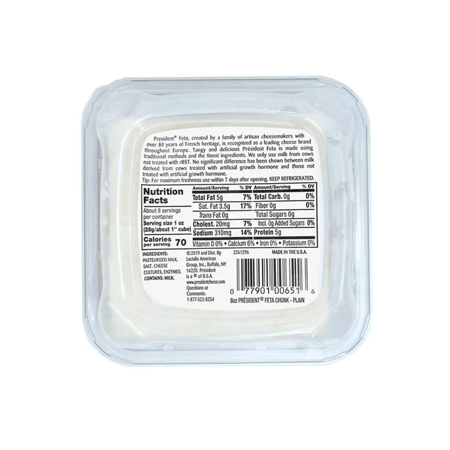 President All-Natural Feta Cheese Block, 8 oz - Image 2
